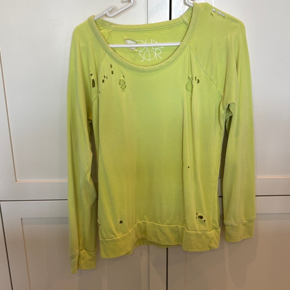 Chaser Light Green Distressed Sweatshirt